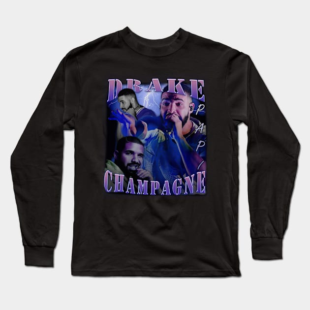 Hip Hop Fanart Champagne Papi Drake Long Sleeve T-Shirt by Planet of Tees